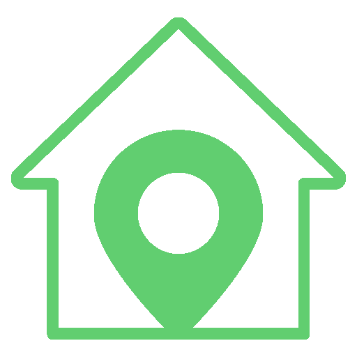 icône maison et localisation de couleur verte